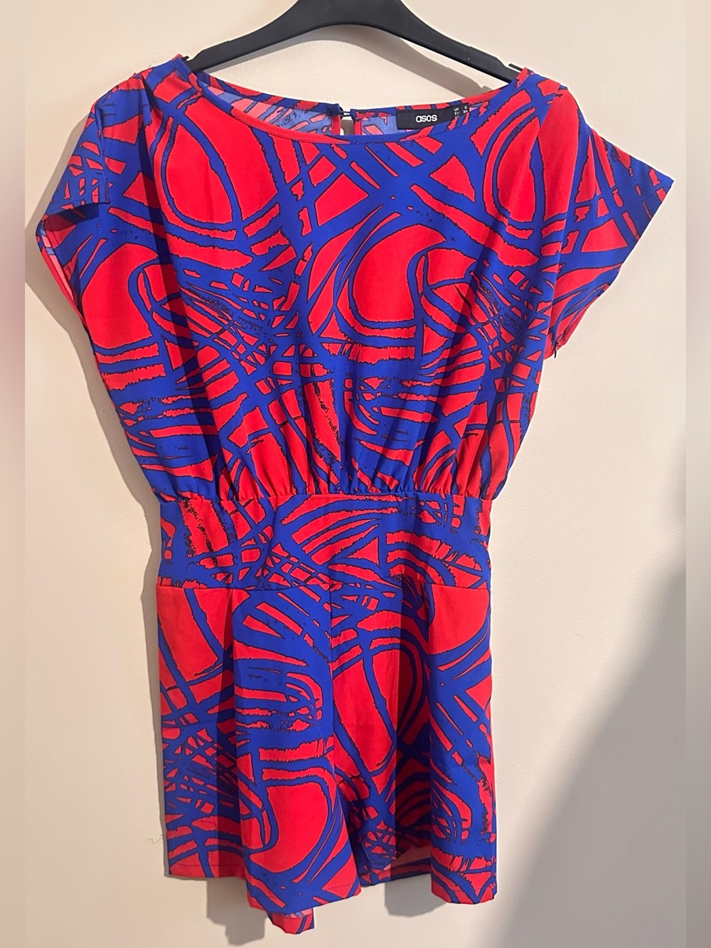 ASOS Blue and Red Abstract Shift Top